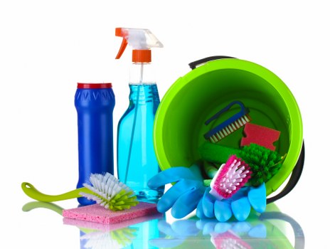 Cleaning professional preparing to start a service visit