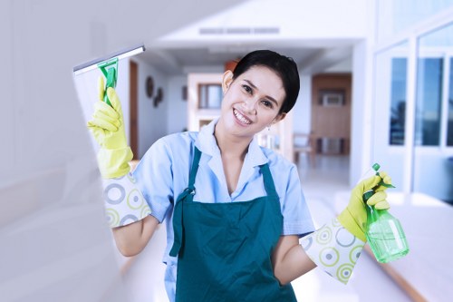 Technician performing oven cleaning in Chiswick